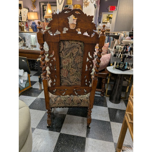Gothic 1940s Carved French Arm Chair For Sale - Image 3 of 9