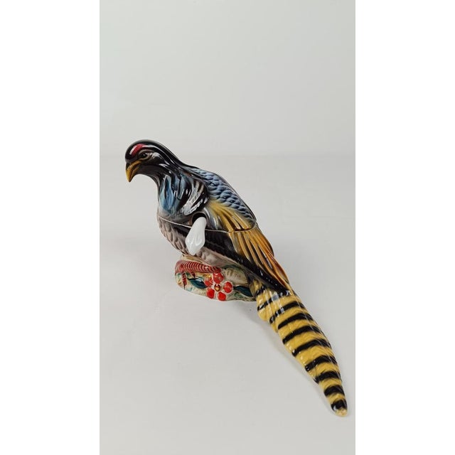 Vintage Pheasant Gravy Boat in Hand-Painted Ceramic, Italy, 1950s For Sale - Image 13 of 18