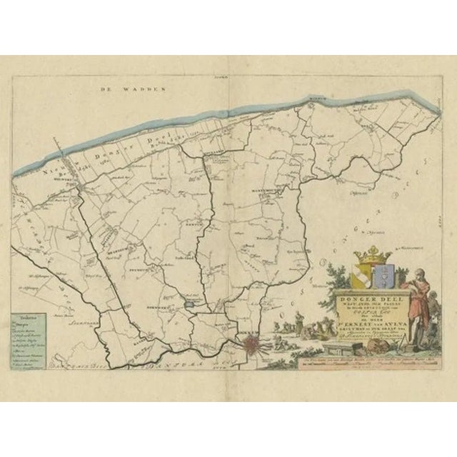 Antique Map of the Dongeradeel Township in Friesland, 1718 For Sale