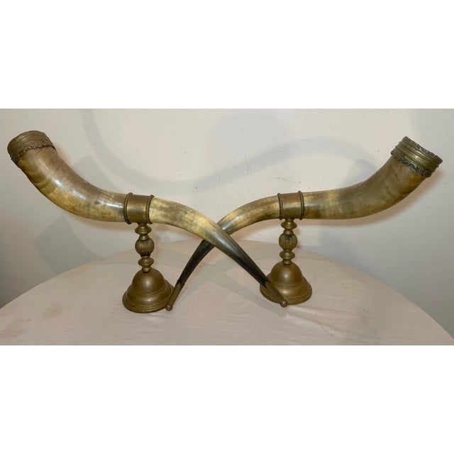 19th Century Huge Pair of Antique Bronze Mounted Read Horn Cornucopia Decor Statues Garniture For Sale - Image 5 of 16