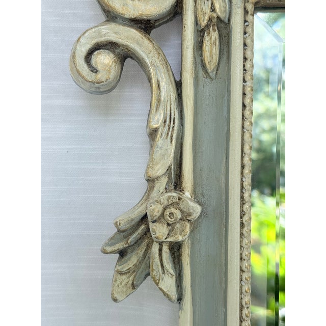 Glass Stunning Vintage Swedish Gustavian Louis XVI Style Pale Blue and Parcel Gilt Wall Mirror - Newly Painted For Sale - Image 7 of 12