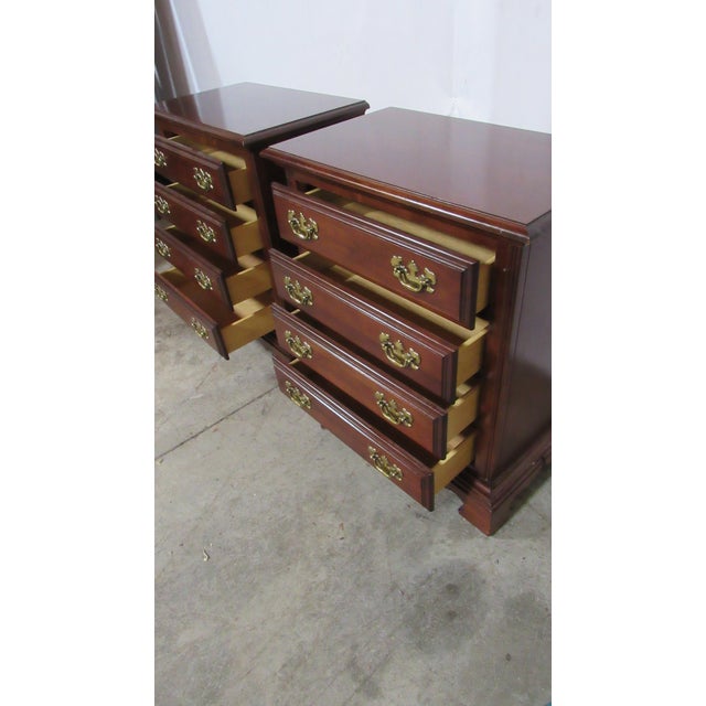 1980s 1980s Pair American Drew Cherry Nightstands Tables Designer For Sale - Image 5 of 6