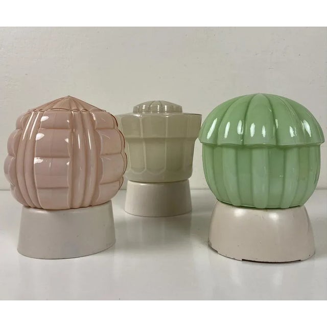 Art Deco Ceiling Lamps from Thabur, 1920s, Set of 3 For Sale - Image 4 of 15