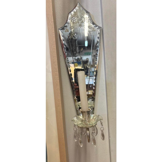 Pair of Venetian Style Mirrored Wall Sconces For Sale - Image 9 of 9