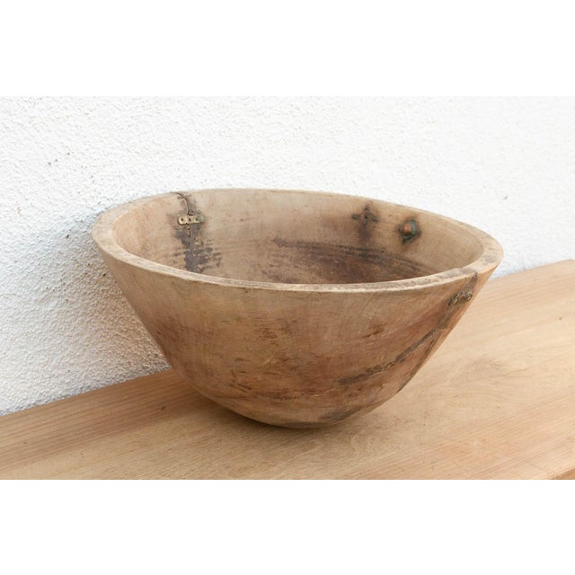 Bleached Raw Wood African Dough Bowl For Sale - Image 4 of 8