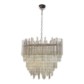 1970s Clear Tiered Glass Chandelier For Sale