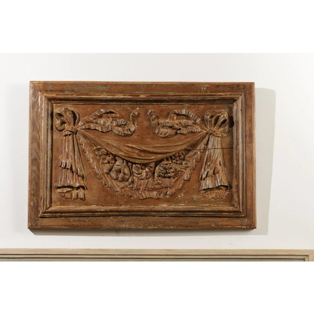 18th Century Architectural Panels with Swags Hand Carved in Low-Relief - A Pair For Sale - Image 10 of 13