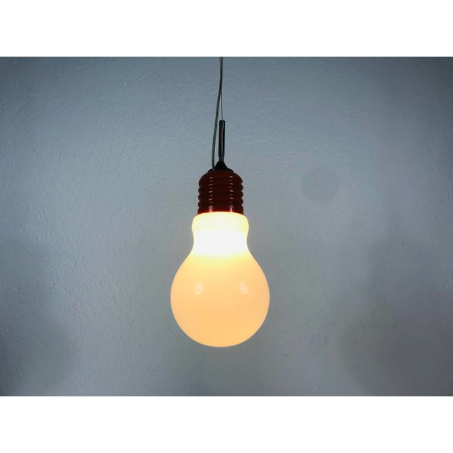 1970s Mid-Century Modern Italian Bulb Shape and Red Metal Pendant Lamp, Italy For Sale - Image 11 of 12