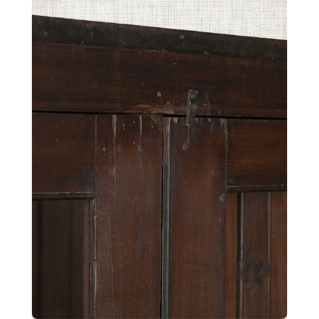 Antique Dark Teak Wood Cabinet | Vintage Indian Armoire | Glass Display Cabinet | Rustic Home Decor For Sale - Image 4 of 6