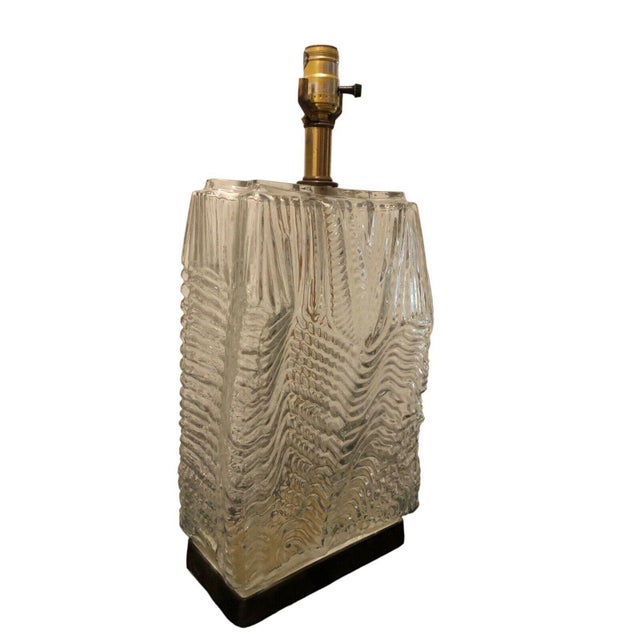Vintage Ice Glass Table Lamp Underwriters Laboratories Morris Greenspan Modern For Sale - Image 4 of 8