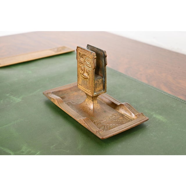 Tiffany Studios Tiffany Studios New York American Indian Pattern Bronze Doré Match Box Holder For Sale - Image 4 of 12