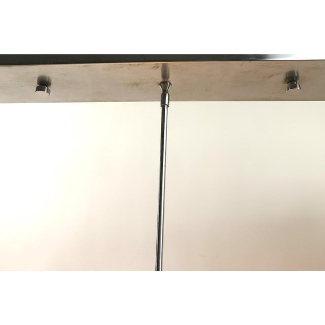 Carl Fagerlund Mid 20th Century Three-Light Smoked Gray Glass and Brushed Steel Chandelier att. to Orrefores For Sale - Image 4 of 12