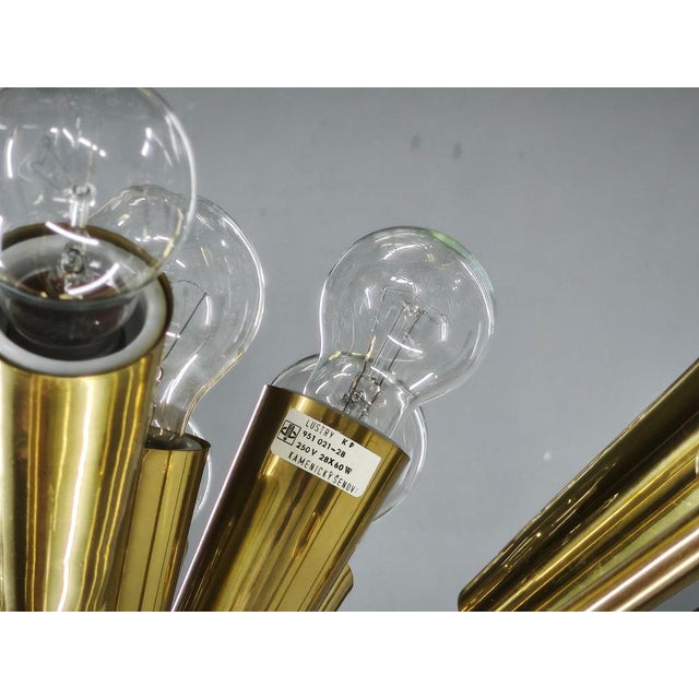 Metal 28-Light Brass Sputnik Chandelierby Kamenický Šenov, Czechoslovakia, 1970s For Sale - Image 7 of 17