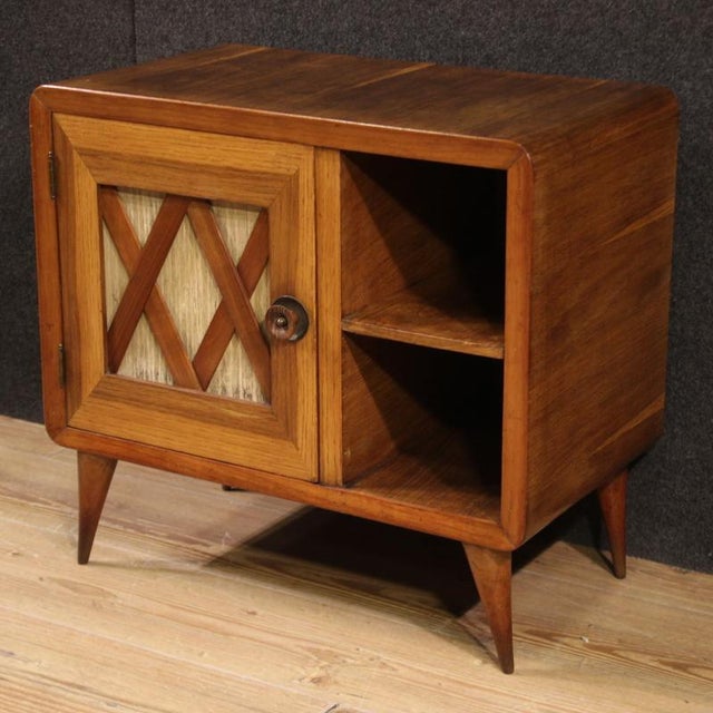 Italian cabinet from the mid-20th century. Gio Ponti style bedside table of excellent quality in poplar wood and...