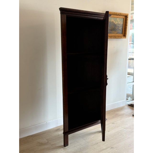 Brown Antique Gothic English Oak Corner Cabinet For Sale - Image 8 of 8