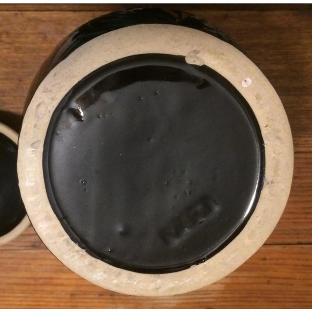 Black Orange Day Lily, Black Large Art Nouveau Arts & Crafts Sculptural Urn W/ Lid For Sale - Image 8 of 11