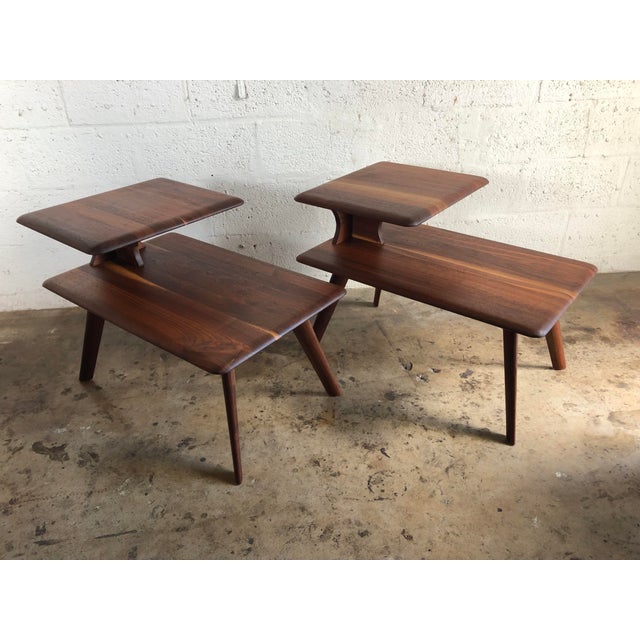 Vintage MidCentury Danish Modern TwoTier End Tables by Carl Bissman