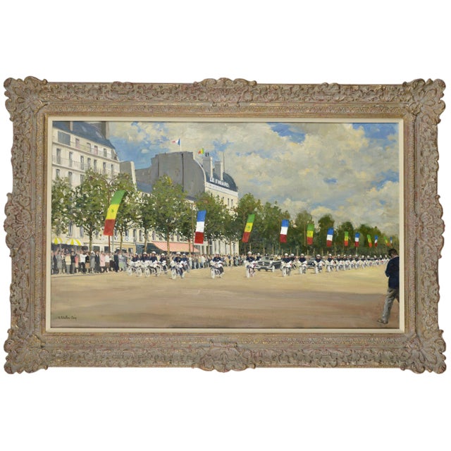 Henry Robertson Craig, Arrival Parade of the President of Senegal in Paris, on the Champs-Élysées, 1960s, Oil Painting on...