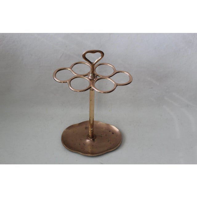 Vintage Mid Century Six Ring Sectional Brass Umbrella Stand, built in handle, some patina, comes undone for easy storage...