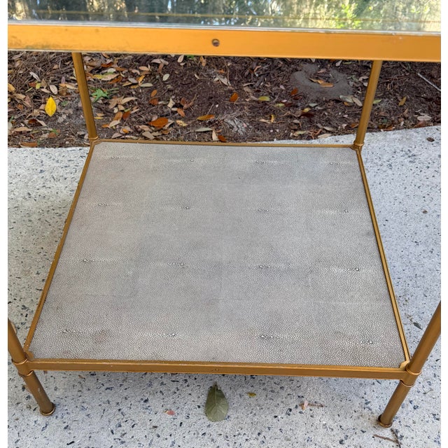 Lillian August 'Anton' Aged Brass and Shagreen Side Table For Sale - Image 13 of 14