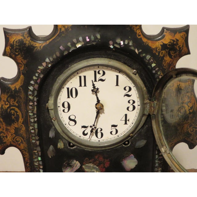 Antique 1850's Mantle Cast Iron Clock For Sale In Philadelphia - Image 6 of 13
