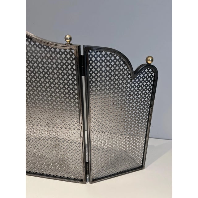 Modernist Steel and Brass Fireplace Screen For Sale - Image 11 of 13