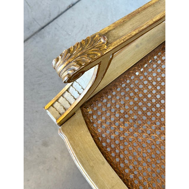 Textile Bench in Lacquered Wood and Vienna Straw, 1960s For Sale - Image 7 of 10