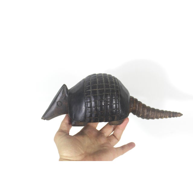 Vintage Carved Wood Armadillo Boho Chic Southwest Animal Figurine Large Paper Weight For Sale - Image 4 of 8