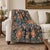 Chinoiserie Navy and Terracotta Floral Woven Throw Blanket – 60 × 50 For Sale - Image 3 of 6