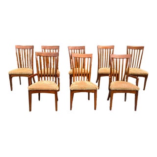 Late 20th Century Mission Arts and Crafts Solid Cherry Style Dining Chairs. Made in Canada - Set of 8 For Sale