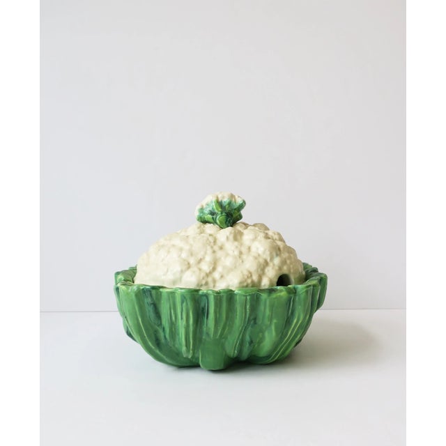 Tureen Bowl Cauliflower Cabbage Vegetable Trompe L'Oeil, Circa Mid 20th Century For Sale In New York - Image 6 of 12