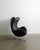 Early Mid-Century Danish Black Leather 3317 / Egg Armchair by Arne Jacobsen for Fritz Hansen, 1964 For Sale - Image 3 of 10