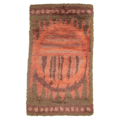 Scandinavian Wool Rya Rug with a Sun-Inspired Motif, 1970s For Sale - Image 6 of 6
