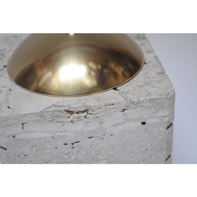 Vintage Italian Travertine and Brass Decorative Cube Box by Passeri for Ark Line For Sale - Image 11 of 12