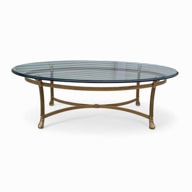 Late 20th Century Attributed LaBarge Glass Top Brass Coffee Table For Sale - Image 15 of 18