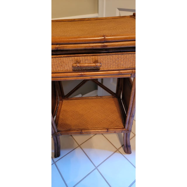 1920s Art Deco Bamboo and Rattan Side Table For Sale - Image 11 of 17