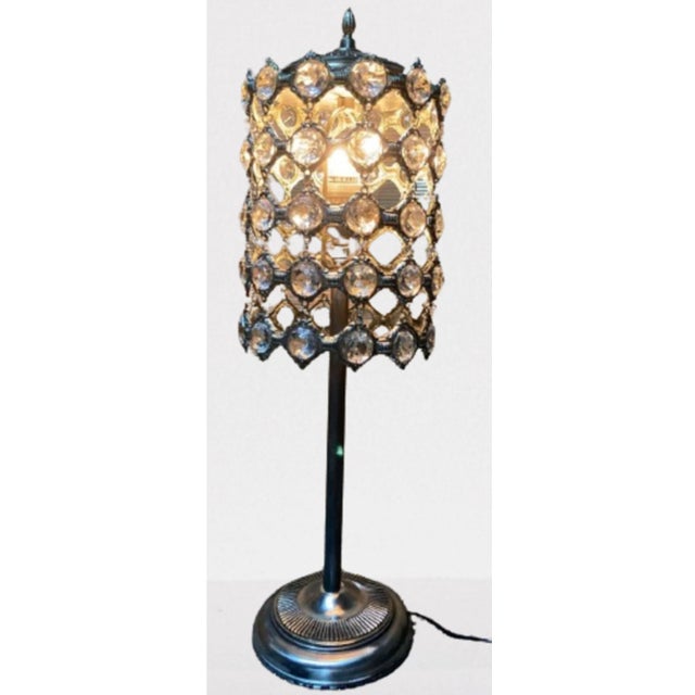 Vintage Table Lamp with Clear Glass Beads, 1950 For Sale - Image 4 of 8