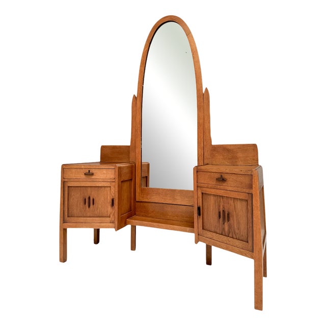 Art Deco Amsterdamse School Dressing Table by J.J. Zijfers, 1920s, Set of 2 For Sale