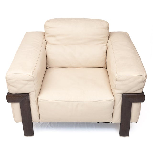 Wood Leather Sofa and Lounge Chair from Natuzzi, 1990s, Set of 2 For Sale - Image 7 of 16