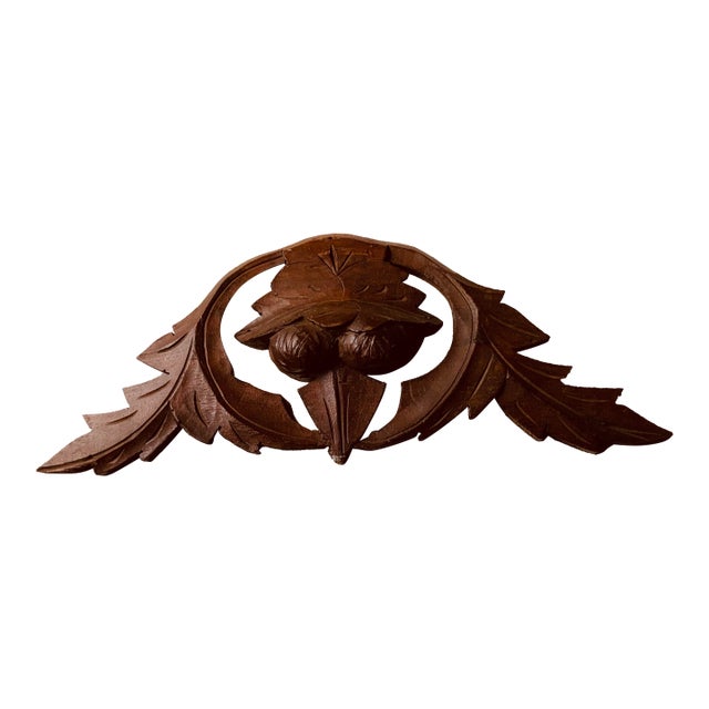 19th C. Hand-Carved Walnut Architectural Fragment - Acorn & Oak Leaf Medallion For Sale