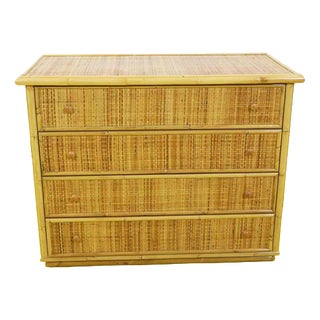 Woven Bamboo Chest of Drawers with Four Front Drawers For Sale