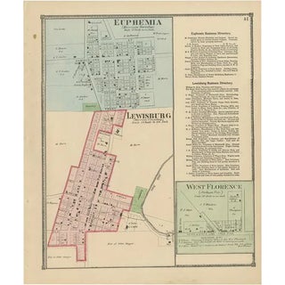 Antique Map of Euphemia, Lewisburg & West Florence, 1871 For Sale