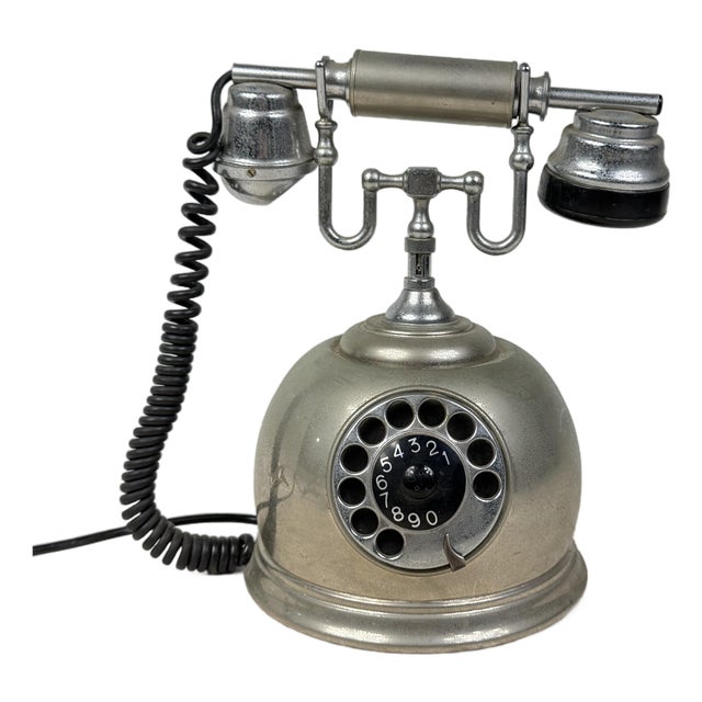 Chrome-Plated Rotary Telephone, Italy, 1950s For Sale