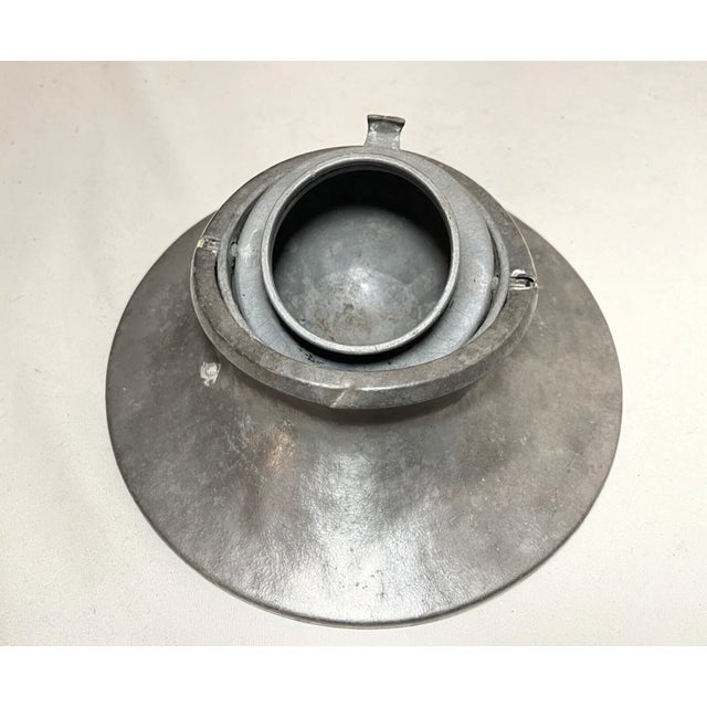 Gray Rare Antique 18th Century 1700s Handmade French Pewter Desk Inkwell Jar Gimbal For Sale - Image 8 of 13