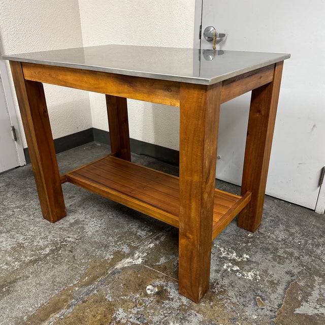 West Elm Kitchen Island With Steel Top Chairish