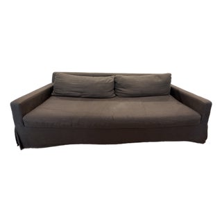 Restoration Hardware Belgian Linen Track Sofa For Sale