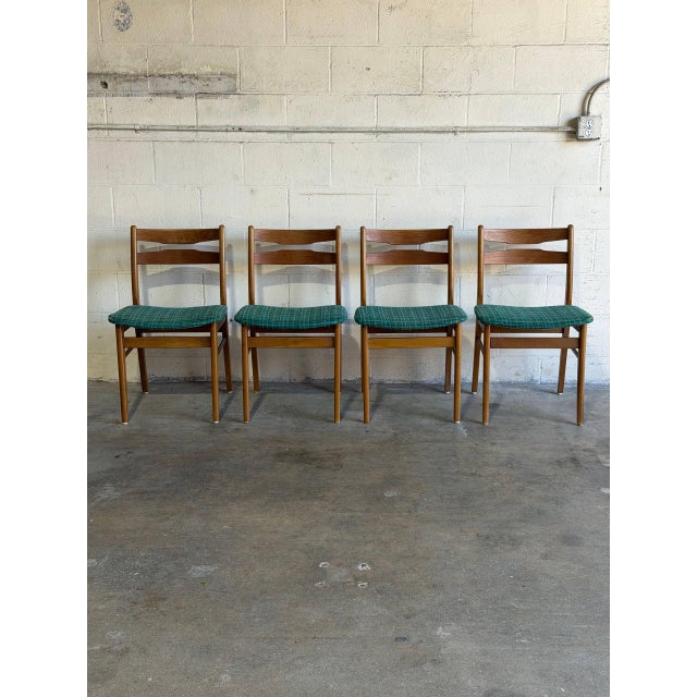 Mid-Century Modern Teak Dining Chairs Set of 4 With Blue Upholstery Danish Mid-Century Modern 1960s For Sale - Image 3 of 11