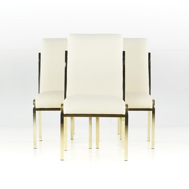 Milo Baughman Style Mid Century Brass Dining Chairs - Set of 4 Each chair measures: 20.25 wide x 23.5 deep x 39.5 inches...