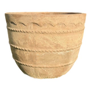 Vintage Terracotta Planter/Pot- Bowl Shaped Planter With Carved Detail and Scalloped Border For Sale