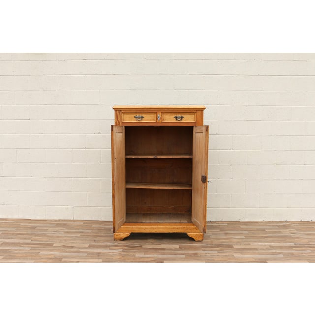 Chocolate Antique Pine Vertiko Cabinet | Late 19th Century Solid Wood Cupboard With Drawers & Shelves | Rustic European Storage Cabinet For Sale - Image 8 of 18
